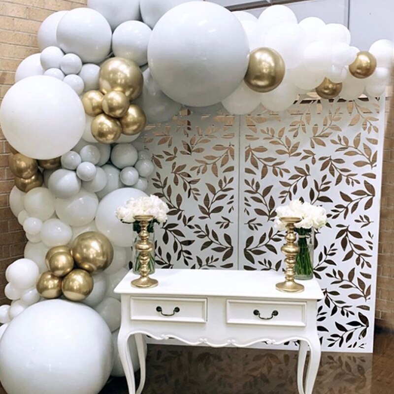 Balloons Arch Set White Gray Metal Balloon Garland Baby Shower Baptism Happy Birthday Theme Party Wedding Decoration Inflatable Decorations