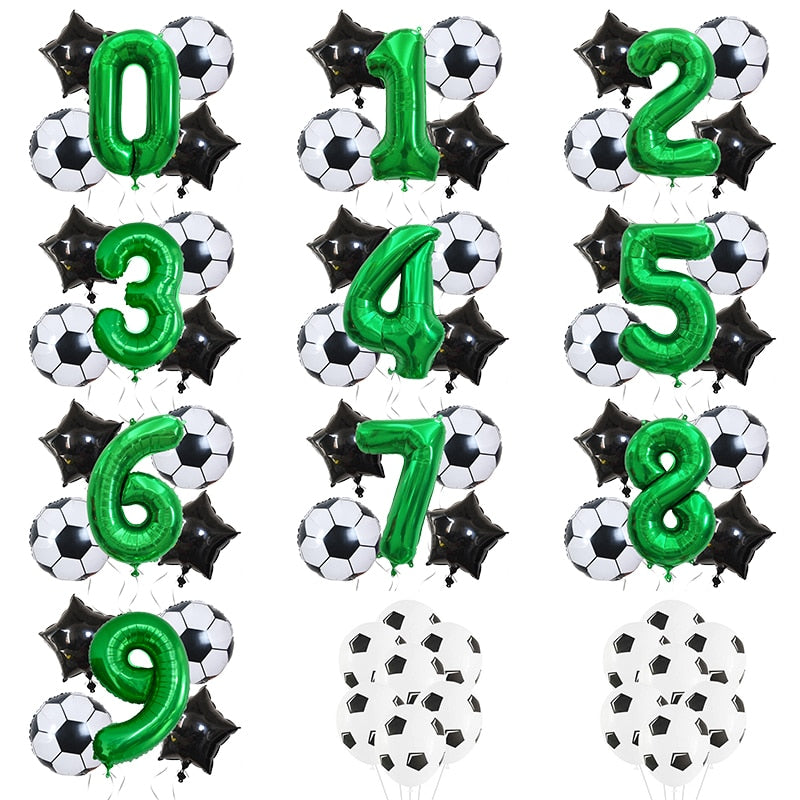 Football Balloons Birthday Party Decorations Foil Globos Kids Boy Cup Number Balloon Ball Soccer Sports Supplies 