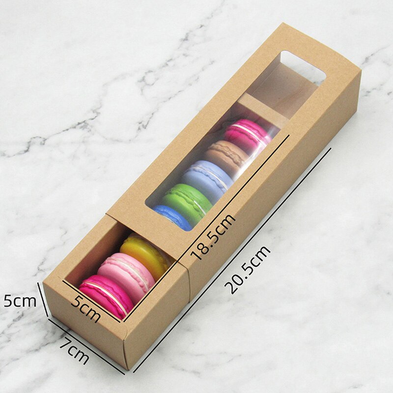 pcs Macaron Package Box Kraft Paper Gift Baking Biscuit Packaging Window Wedding Birthday Party Supplies 