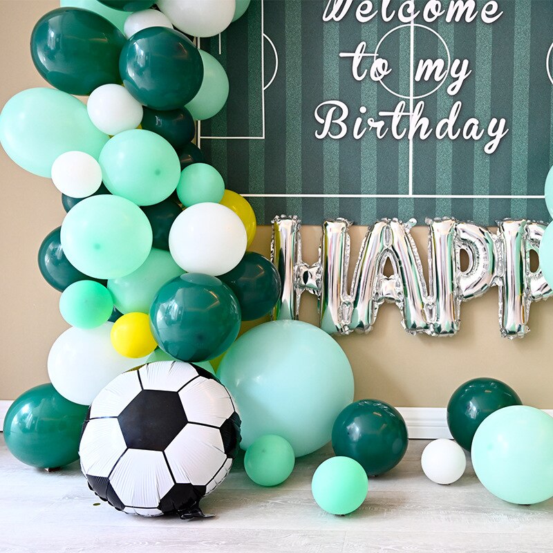 pcs Football Balloon Garland Arch Kit Dark Green Latex Balloons Soccer Theme party Globos Birthday Party Decorations Ballon Inflatable