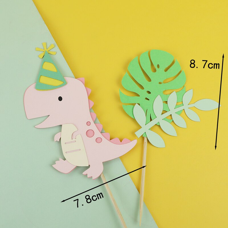 Lovely Dinosaur Baby Cake Topper Resin Dino Forest Styles Kid Boy Birthday Shower Party Decoration Cakes Dessert Flag 