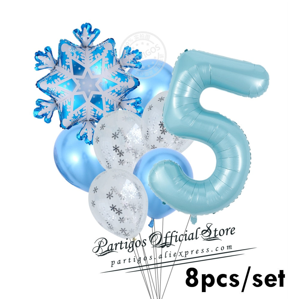 set Mix Snowflake Foil Balloons inch Ice blue number ballons Winter ice snow Party Birthday party Decoration Elsa Ballon 