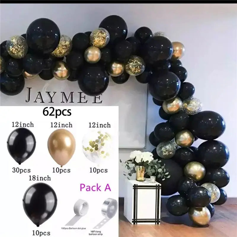 Black Gold Balloon Garland Arch Kit Confetti Latex th Birthday Party Adults Baby Shower New Year Decorations Inflatable