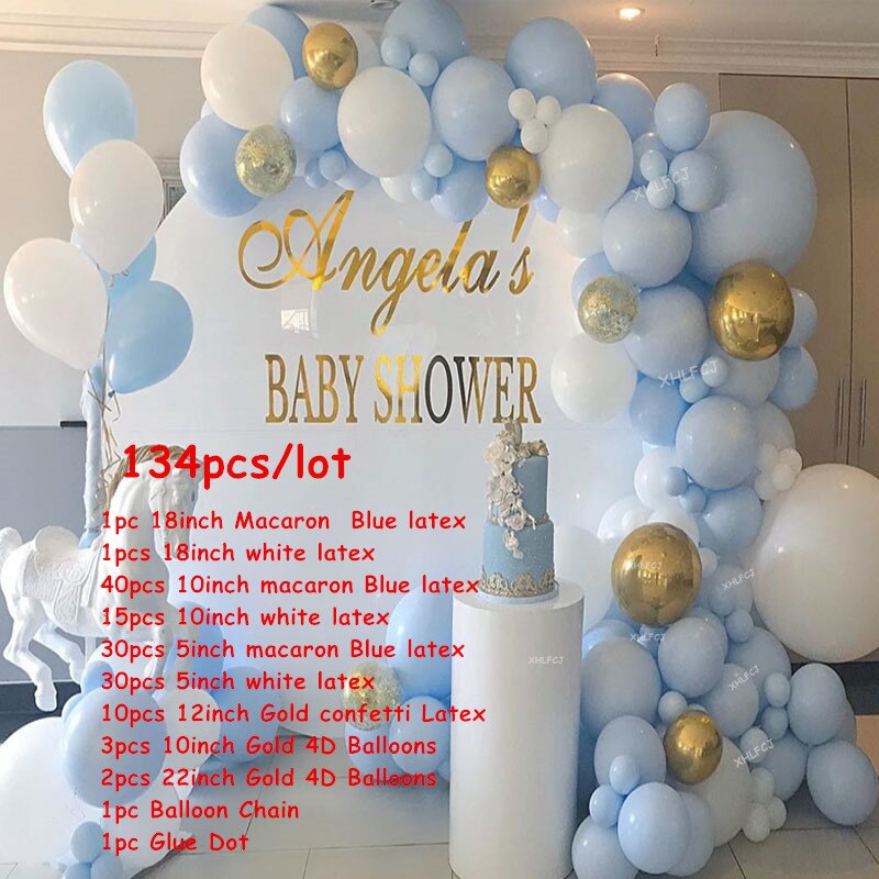 pcs/Set Blue white Balloon Garland Arch kit Metal Gold Balloons Wedding Birthday Party Baby Shower Decorations Balaos Inflatable