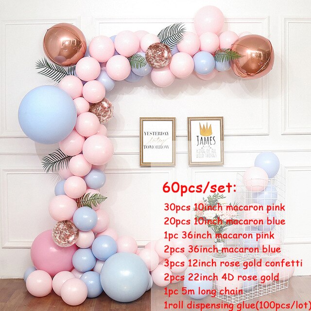 Macaron Balloons Arch Kit Pastel Gray Pink Garland Rose Gold Confetti Globos Wedding Party Decor Baby Shower Supplies Inflatable Decorations