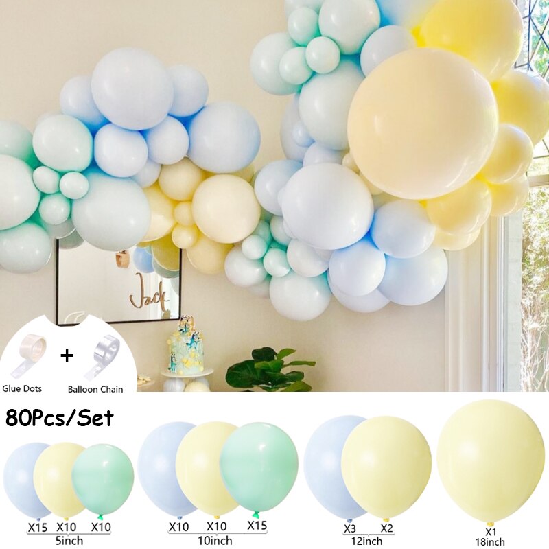 Macaron Latex Balloons Arch Set Yellow Blue Balloon Garland Wedding Baby Baptism Shower Birthday Party Decoration Inflatable Decorations