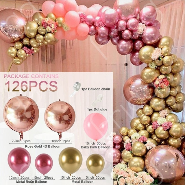 Pink Macaron Metal Balloon Garland Arch Wedding Supplies Birthday Party Decortions Kids Foil Baby Shower Inflatable Decorations