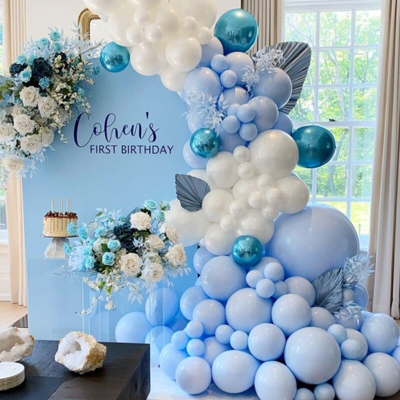 Balloons Arch Set Blue White Balloon Garland Baby Baptism Shower Wedding Kit Birthday Party Decoration Inflatable Decorations