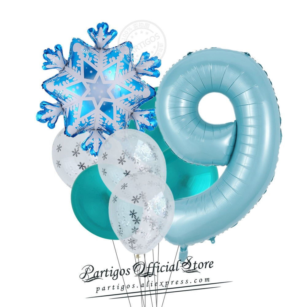 set Mix Snowflake Foil Balloons inch Ice blue number ballons Winter ice snow Party Birthday party Decoration Elsa Ballon 