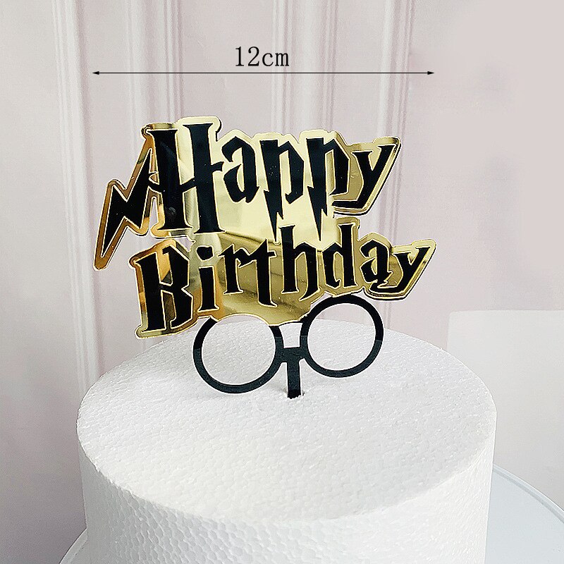 Dark Cartoon Happy Birthday Acrylic Cake Topper Cute Boy Witch Kids Party Decorations Baby Shower 