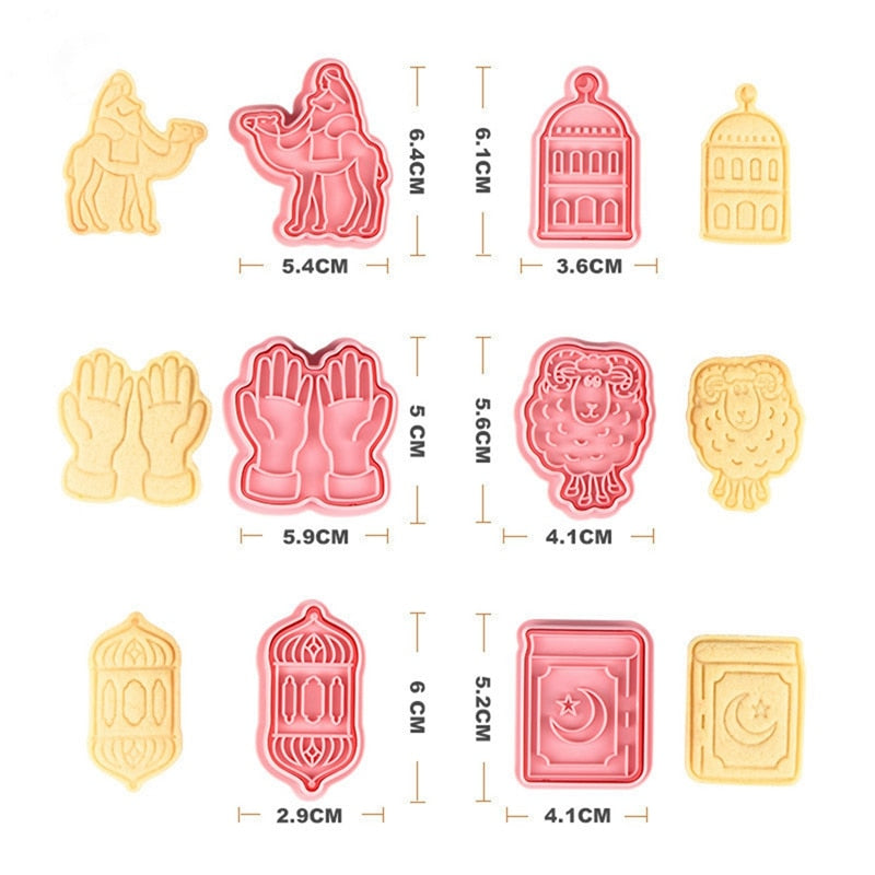 8/6pcs Eid Mubarak Biscuit Mold Cookie Cutter Set DIY Cake Baking Tools Islamic Muslim Party Ramadan Kareem Decoration Supplies PartyDecorHQ