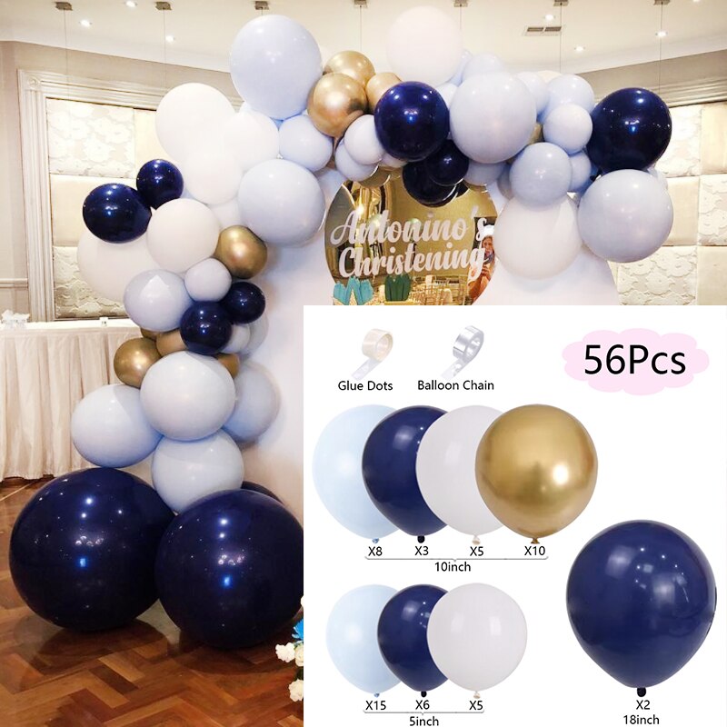 Balloons Arch Set Blue White Gold Balloon Garland Wedding Baby Baptism Shower Child Adult Birthday Party Decoration Inflatable Decorations