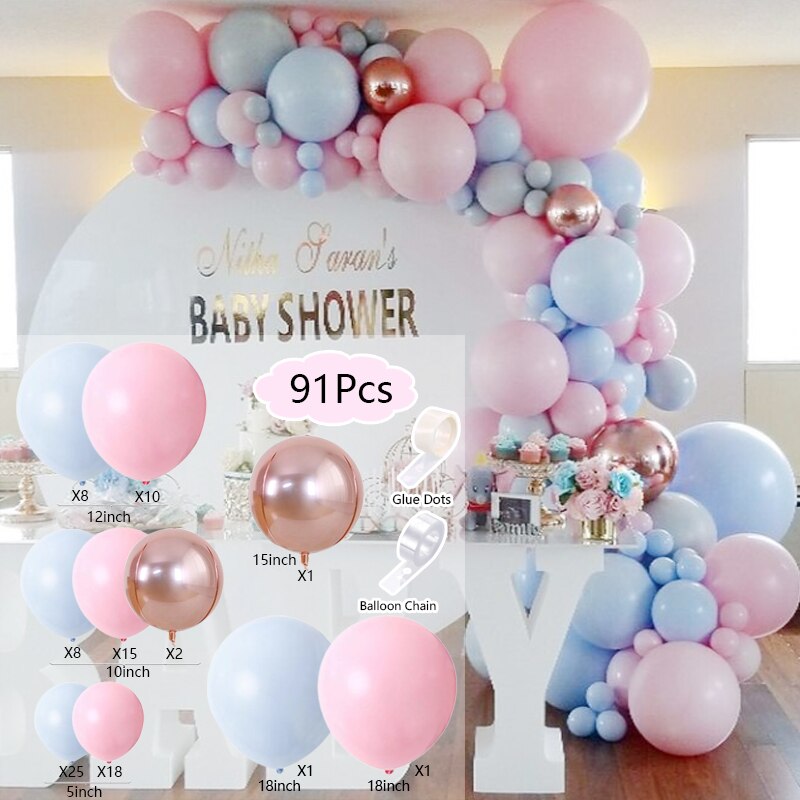 Balloon Arch Set Pink Blue White Confetti Garland Wedding Baby Baptism Shower Birthday Party Balloons Decoration Inflatable Decorations