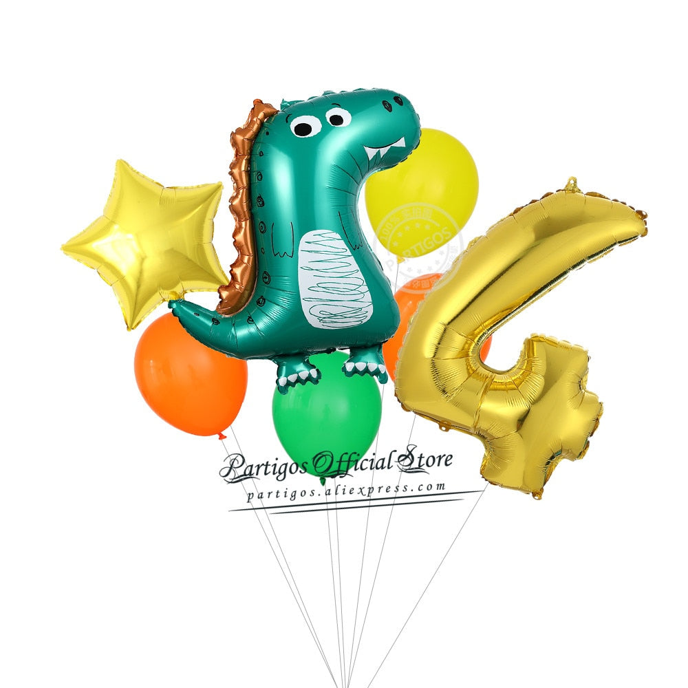 set Dinosaur Foil Balloons inch foil Number Globos Party Jungle Jurassic dragon boys Birthday Decors 