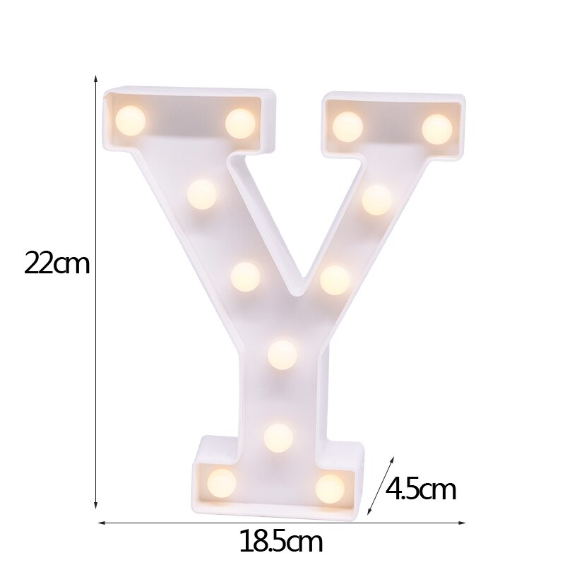 DIY LED Letter Numbers Night Light Wall Hanging Decoration Wedding Birthday Party Alphabet Digit Symbol Sign without Battery 