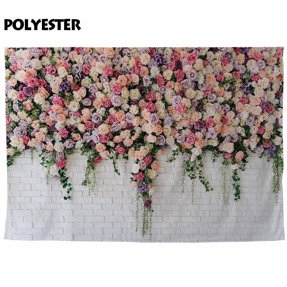 wedding photocall rose flower brick wall birthday baby party backdrop photophone photo background studio photography 