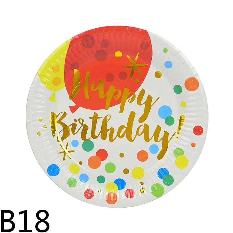 pcs/lot inch Disposable Plates Party Paper Happy Birthday Baby Shower Wedding Tableware Banquet Decor Supplies 