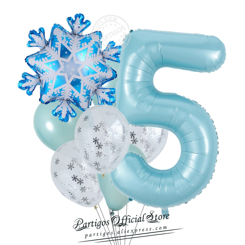 set Mix Snowflake Foil Balloons inch Ice blue number ballons Winter ice snow Party Birthday party Decoration Elsa Ballon 