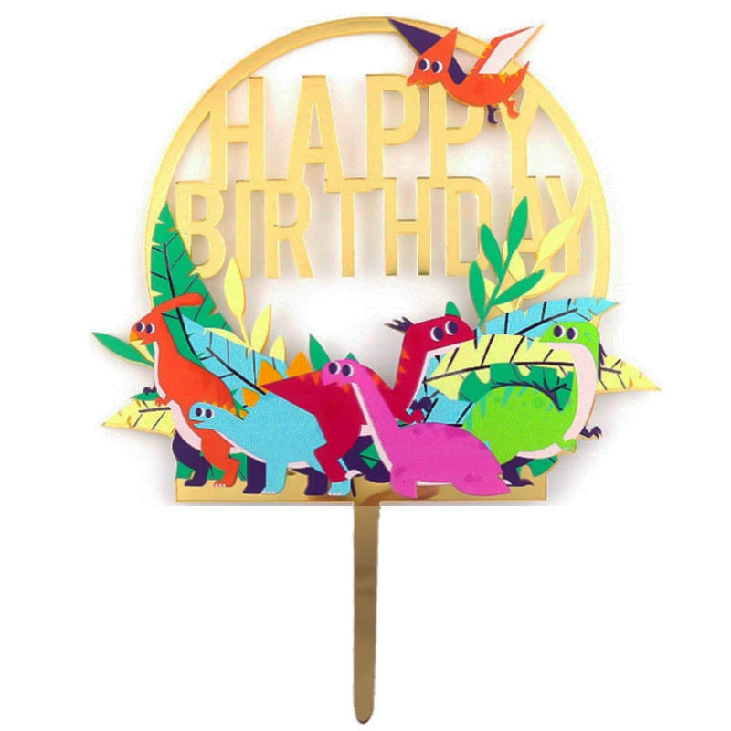 Dinosaur Cake Topper Dino Birthday Party Decoration Boy Girl Kids Forest Animal Decorations Baby Shower Supplies 