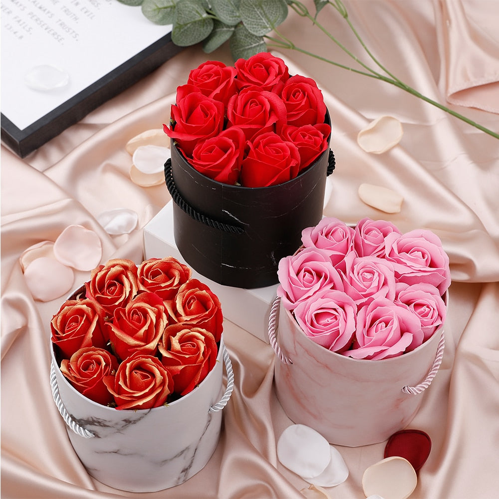 Pcs Scented Soap Rose Box Artificial Bouquet Decorative Valentines Day Gifts Bride Wedding Party Decorations Marble 