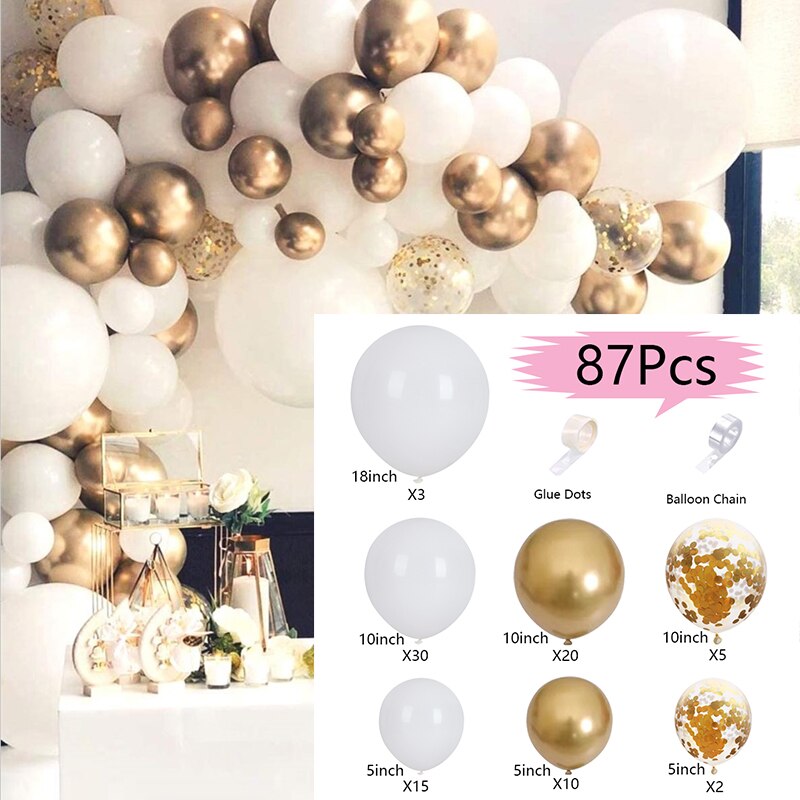 Macaron Balloons Arch Set Gold White Confetti Balloon Garland Baby Baptism Shower Wedding Birthday Party Decoration Inflatable Decorations