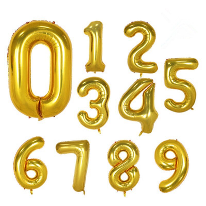 inch Foil Number Balloons Baby Shower Birthday Anniversary Party Helium Digit Figure Balloon Decorations Wedding Globos 