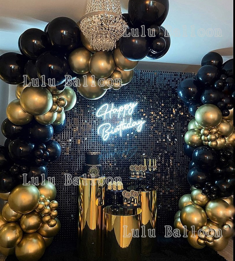 Balloon Garland Kit Arch Birthday Party Decorations Black Gold Inflatable