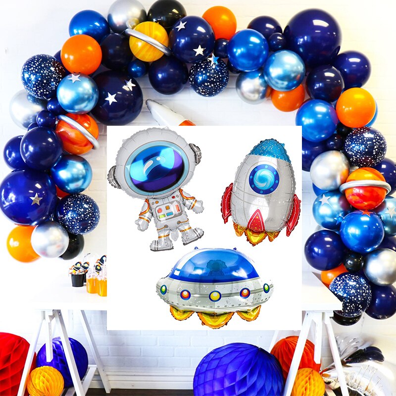 Outer Space Balloon Garland Kit Party Decorations Rocket Balloons Star Number Themed Birthday Supplies Inflatable