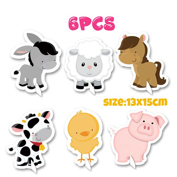 Farm Theme Party Cake Topper Animals Centerpiece Birthday Decorations Supplies Set 