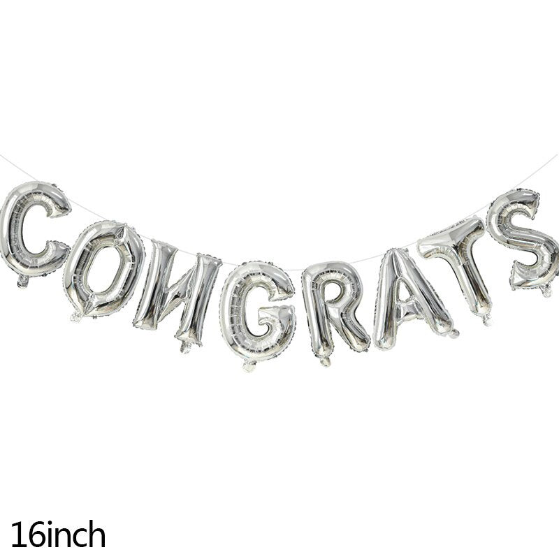 Congrats Graduation Balloons Gold Silver Black Latex Balloon Confetti Ballons Congratulation Grad Party Decoration Supplies 