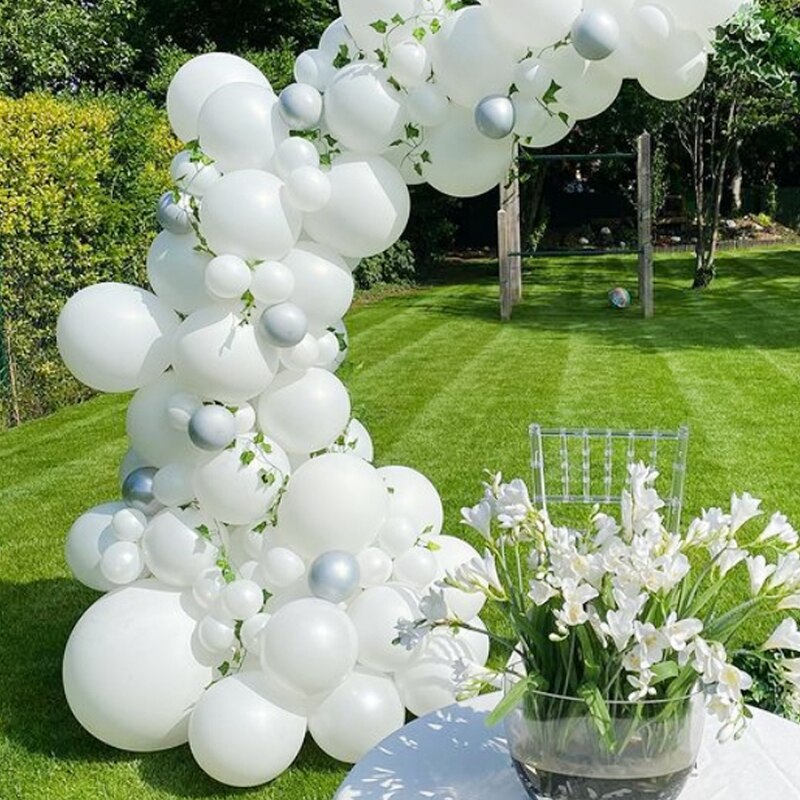 Balloons Arch Set White And Gray Balloon Garland Baby Baptism Shower Wedding Adult Children Birthday Party Balloon Decoration PartyDecorHQ