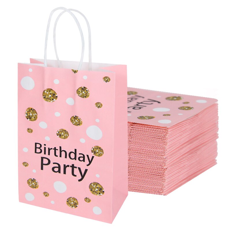 pcs Party Paper Bags Black Gold Pink Candy Gift Bag Handle Wedding Birthday Festival Favor Packaging 