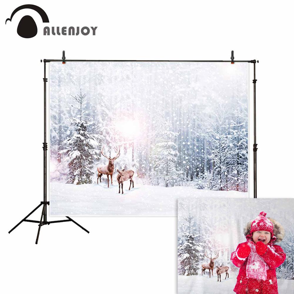 Winter Background Tree Reindeer Snow Christmas Decorations Scenery New Year Photography Backdrop Photozone Photo Studio 