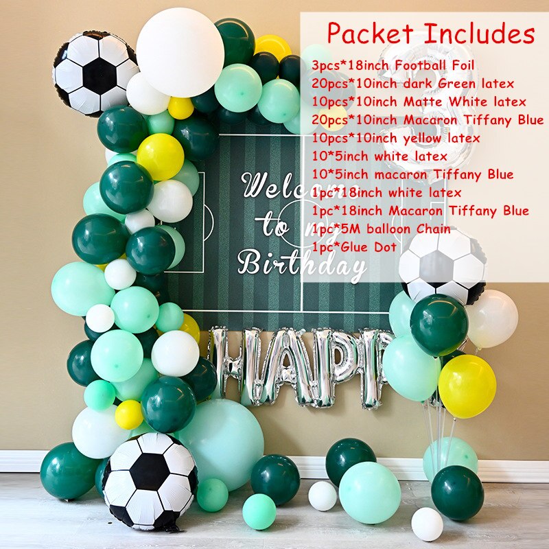 pcs Football Balloon Garland Arch Kit Dark Green Latex Balloons Soccer Theme party Globos Birthday Party Decorations Ballon Inflatable