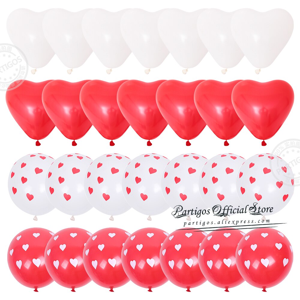 pcs Red Heart Shape Balloons Decorations Kit Wedding Decors Valentines Day Gifts Printed Latex confetti Globos helium 