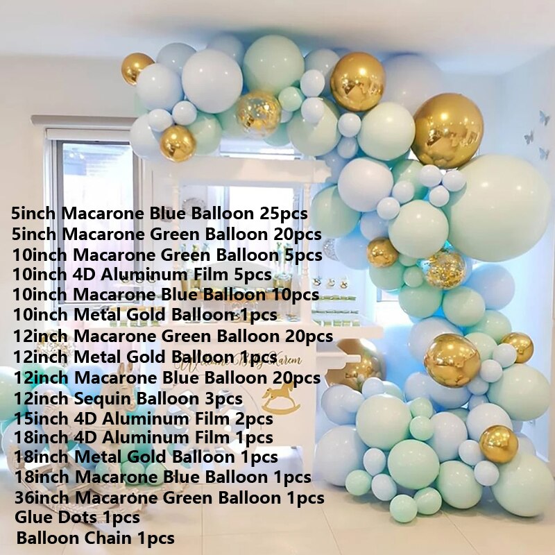 Balloons Arch Set Blue Green Balloon Garland Birthday Party Decoration Wedding Baby Baptism Shower Anniversary Confetti Inflatable Decorations