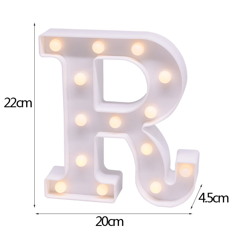 DIY LED Letter Numbers Night Light Wall Hanging Decoration Wedding Birthday Party Alphabet Digit Symbol Sign without Battery 