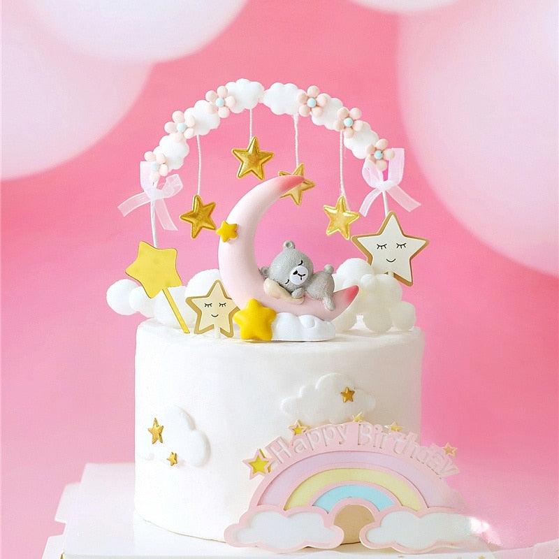 Stars Arches Unicorn Girl Cake Topper Birthday Party Decor Hairball Clouds Baking Supplies Baby Shower Dessert Love Gifts 