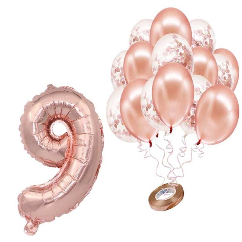 pcs/lot Rose Gold Number Foil Balloons Happy Birthday Baby Shower Kids st Party Decorations Balloon 