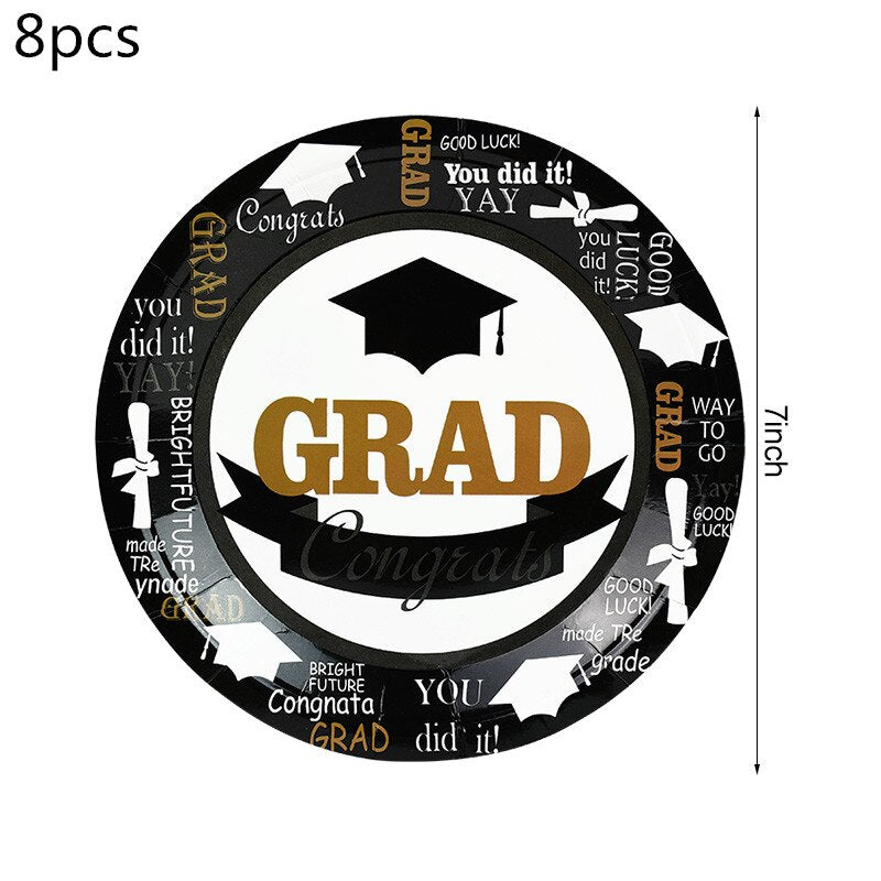 Graduation Party Decoration Favors Dinner plate Tableware tablecloth Congratulation Grad Decor Supplies 