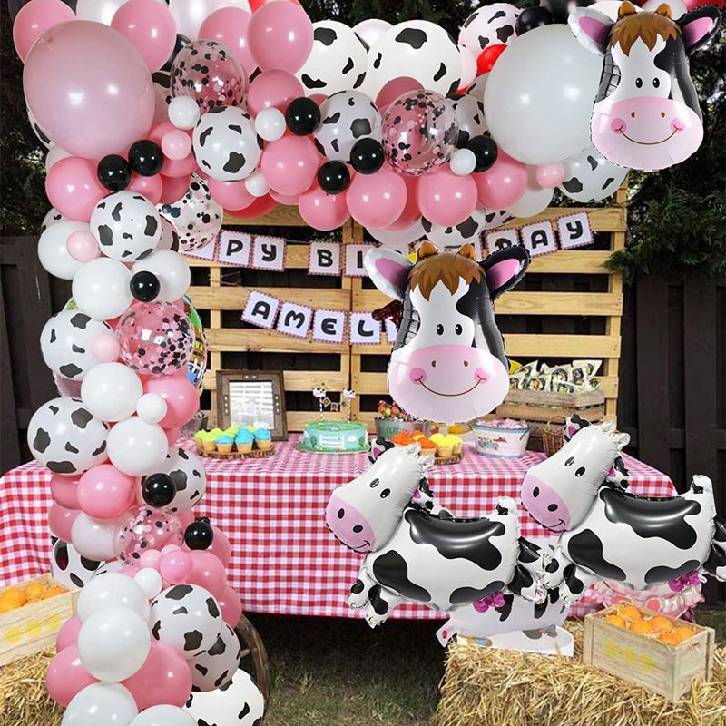 Cow Theme Birthday Decoration Latex Balloon Set Foil Balloons Boy Girl Baby Shower Party Supplies 