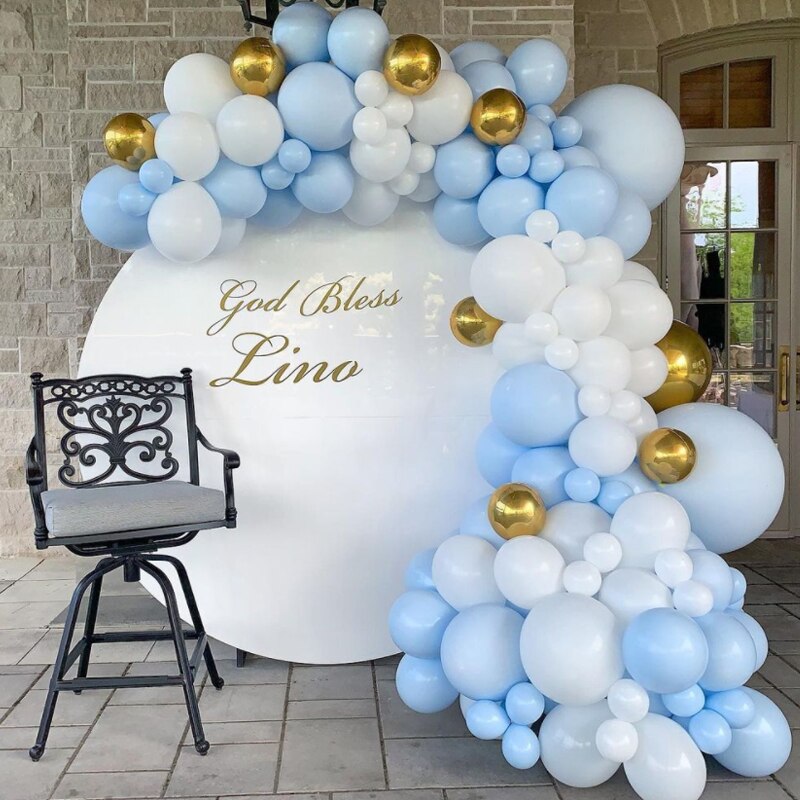 Balloons Arch Set Blue White Gold Balloon Garland Baby Shower Baptism Wedding Kit Birthday Party Decoration Inflatable Decorations