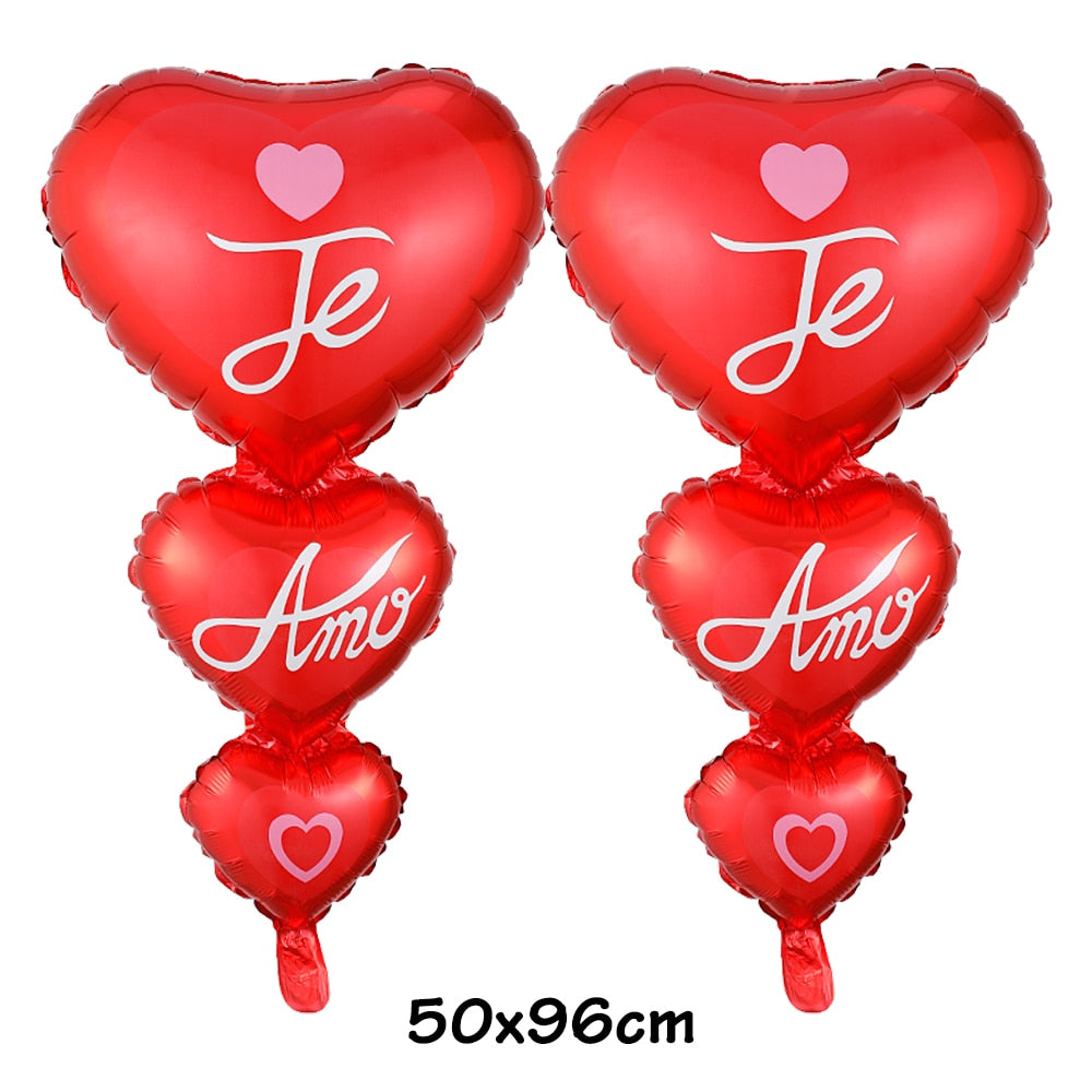 Pcs Red Heart Balloons Foil Heart-to-heart Anniversary Wedding Decorations Valentines Day Gifts Bridal Party Backdrop 