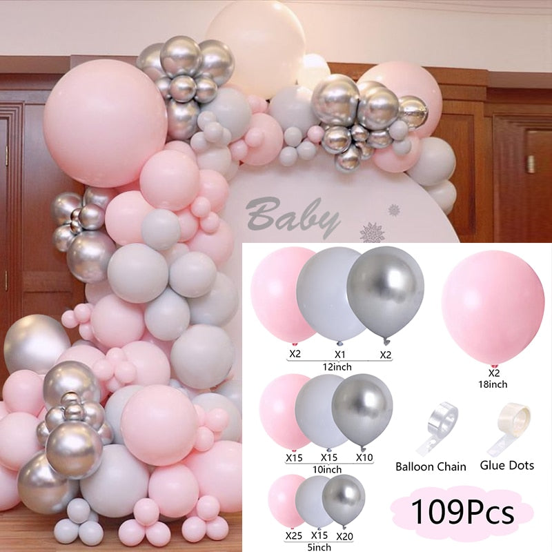 Balloon Arch Set Pink Blue White Confetti Garland Wedding Baby Baptism Shower Birthday Party Balloons Decoration Inflatable Decorations