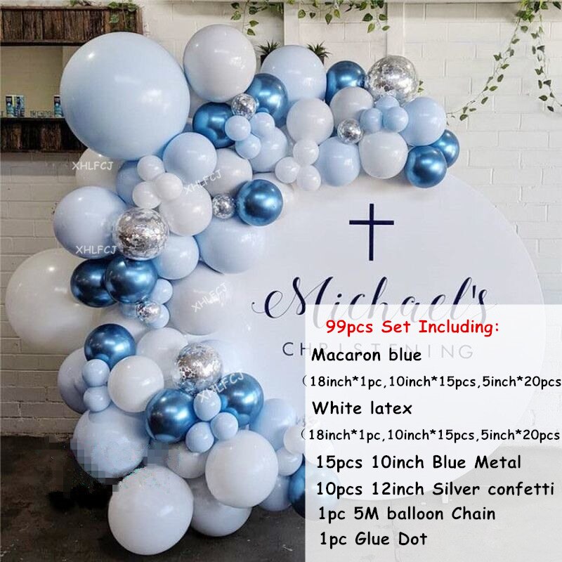 pcs Pastel Macaron Blue White Balloon Garland Arch Kit Metallic Balloons Wedding Birthday Baby Shower Party Decoration Inflatable Decorations