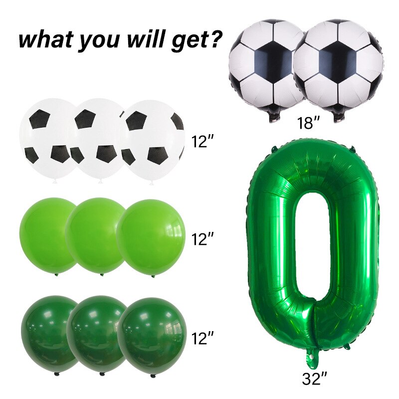 Lvyin Football Series Latex Balloon Set Number Foil Boy st nd rd Birthday Party Decoration 