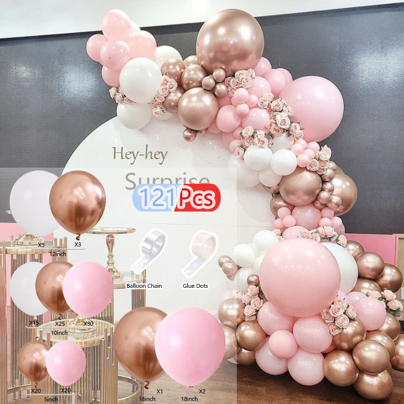 Balloons Arch Set Pink White Green Baloon Garland Baby Baptism Shower Balloon Kit Birthday Party Wedding Decoration 