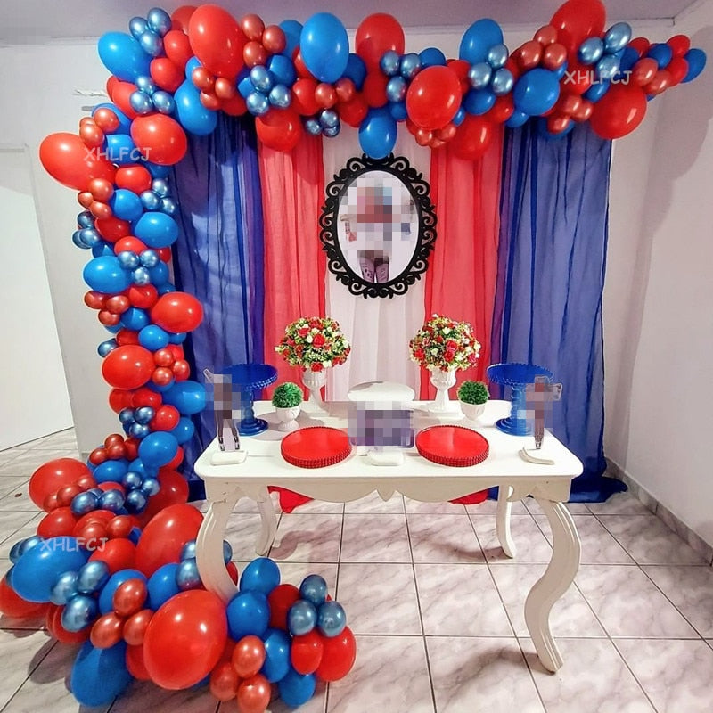 pcs Red Blue Metal Balloon Garland Arch Kit Chrome Ballon Birthday Party Decorations Kids Balaos Baby Shower Globos Inflatable