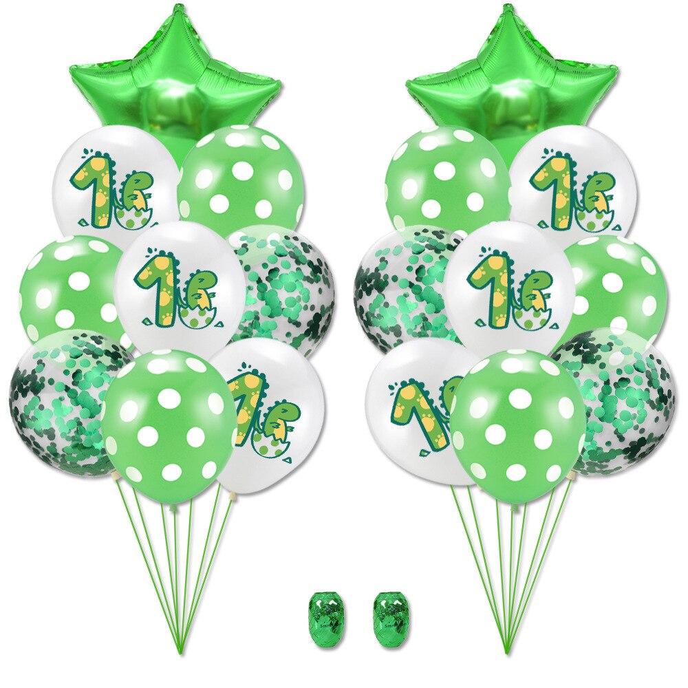 st Birthday Party Decoration Balloon Set Dinosaur Egg Printed Star Foil Boys Girls One Years Old 