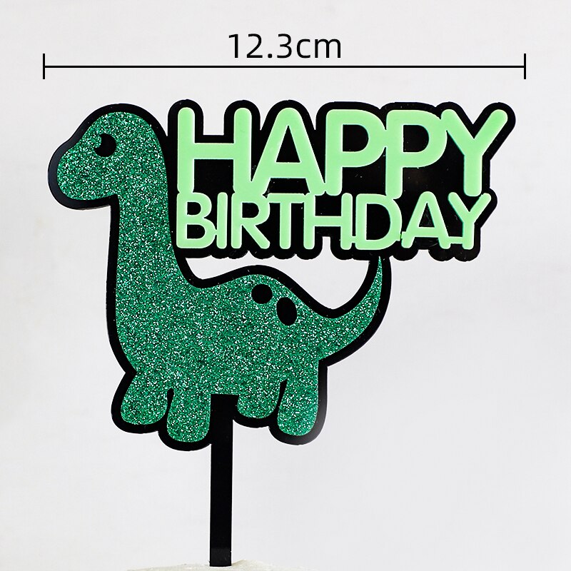 Cartoon Baby Green Yellow Dinosaur Soft pottery trees Boy's Birthday Cake Topper Dessert Decoration Decor 